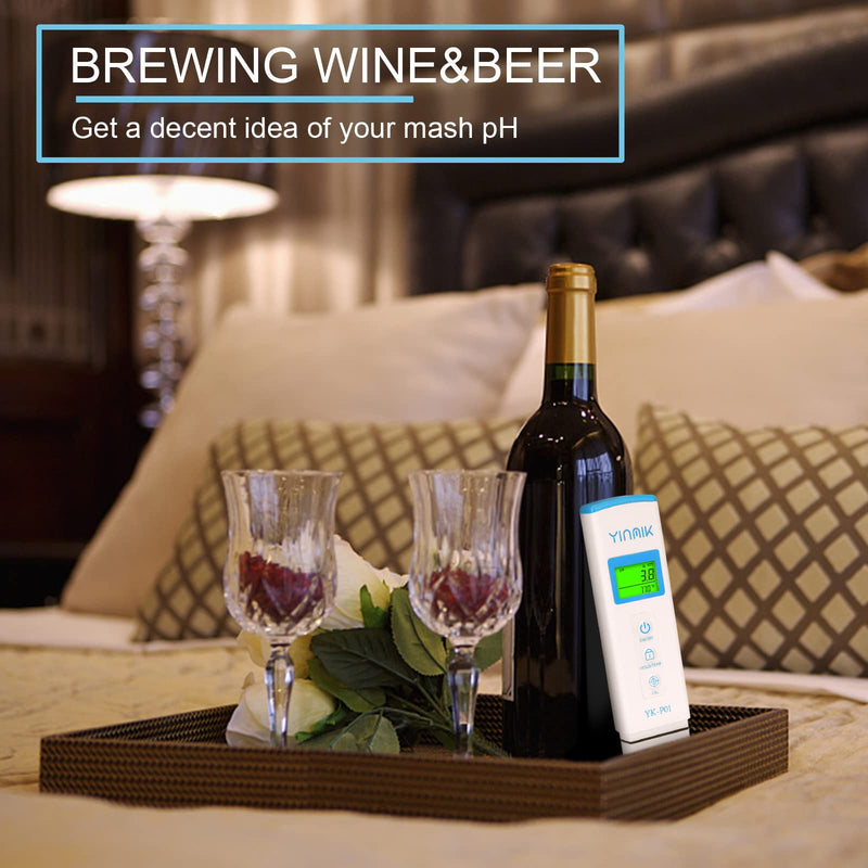 [Australia - AusPower] - pH Meter, Digital pH Tester for Hydroponics, pH Temp Meter with Horizontal Display for Pool, Spa, Hot Tub, Indoor Plants, Koi Ponds, Drinking Water, Wine Beer Making, Aquarium, Aquaculture Blue pH Meter 