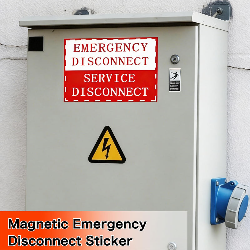 Magnetic Emergency Disconnect Sticker – Reusable PVC Electrical Panel Labels, Strong Hold, NEC Compliant, Suitable for Breaker Box & Circuit Breaker Identification(Set of 7)