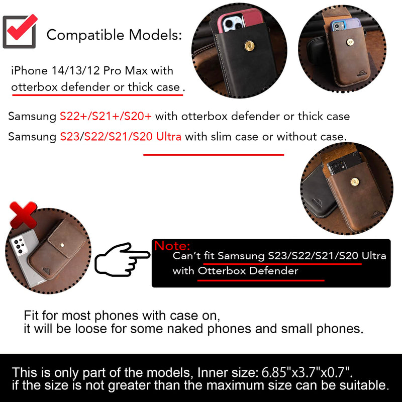[Australia - AusPower] - Topstache Leather Phone Holster for Belt,Flip Cell Phone Case with Belt Clip for S22 Ultra,S22 Plus,S22, Pouch for iPhone 14/13 Pro Max, Universal Smartphone Sheath X-Large Darkbrown 