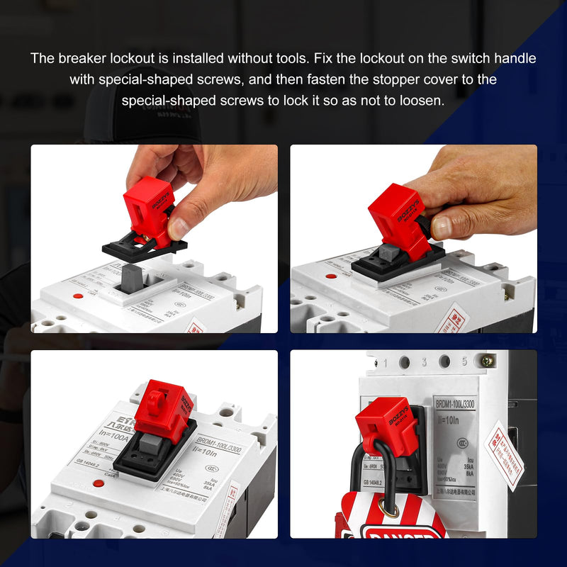 [Australia - AusPower] - Electrical Circuit Breaker Lockout Device with Insulated Loto pad Locks(Nylon Shackle) for 120/277 Volt Single Pole Clamp-on Breaker Lock Out Tag Out,OSHA Compliant BD-D11X-KIT with locks 