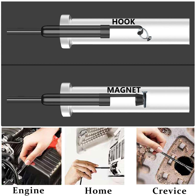 [Australia - AusPower] - JSE Endoscope Camera with Light, 16.4FT Waterproof Borescope 1920P HD, Semi-Rigid Cable Snake Camera, 8 Adjustable High Brightness LED Lights Inspection Camera for iPhone, Android, iPad Black 