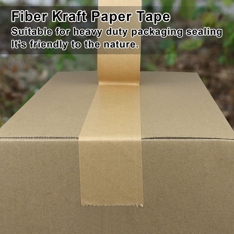 BOMEI PACK Reinforced Paper Packing Tape 2inch, Biodegradable Self Adhesive Gummed Kraft Paper Shipping Tape, for Heavy Duty Packing, Shipping, Moving and Storage, 2Rolls x 50yds