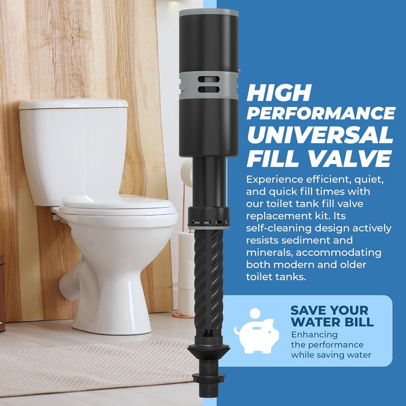Ravine High Performance Universal Toilet Fill Valve Replacement Kit - Quiet & Fast Fill - Easy Install Toilet Fill Valve Replacement - Fill Valve for Toilet Tank - Toilet Float Replacement Kit 1-Pack
