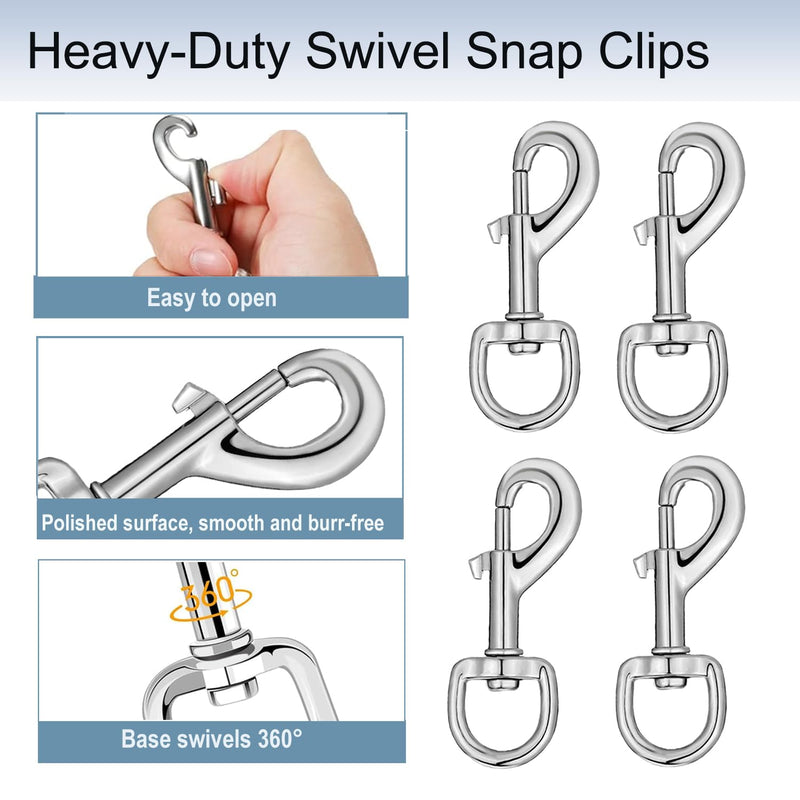 [Australia - AusPower] - Swivel Eye Snap Hook, Single Ended Swivel Snaps 3.58 Inch, Stainless Steel Flag Pole Snap Clips, Trigger Snap Clips for Diving/Pet Leash/Key Chain/Flag- (4 Pcs) 4 PCAK 