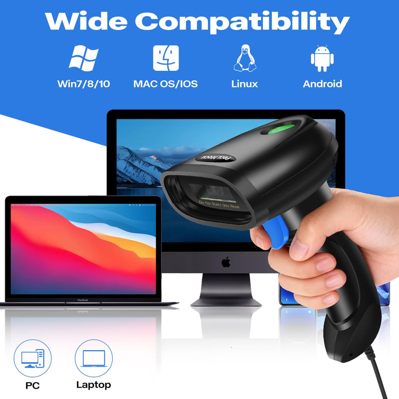 [Australia - AusPower] - USB 2D Barcode Scanner with Stand, Handheld QR Code Scanner PDF417 Data Matrix Bar Code Reader with Long USB Cable for POS Mobile Payment, Convenience Store, Supermarket, Warehouse (TM-10CS) 