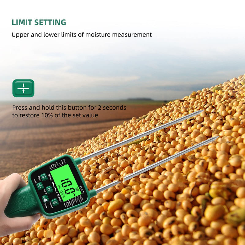 [Australia - AusPower] - Jeanoko Water Leak Detector Tester, Digital Hay Tester Digital Meter Hay Meter Easy Auto Shutdown Voice Broadcast Wheat Pin Type 