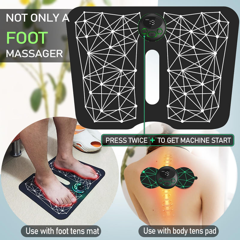 EMS Foot Massager Mat Acupressure for Neuropathy with Remote Control Legs Foot Stimulator Massager Machine Electric Pulse Pad for Muscle Relaxation Pain Relief 8 Modes 19 Levels Intensity