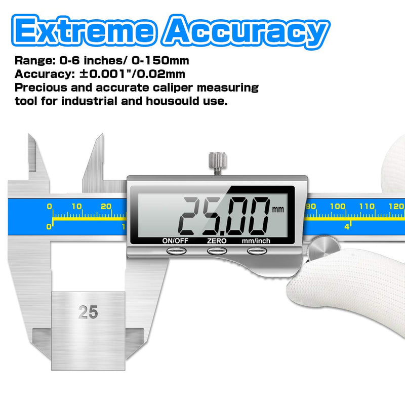 [Australia - AusPower] - Caliper Measuring Tool Digital Caliper Industrial Quality Precision Electronic Vernier Caliper Inch/Millimeter Measurement Micrometer for Jewelry - Accuracy Ip54 Waterproof Caliper Measure Tool A-Industrial 