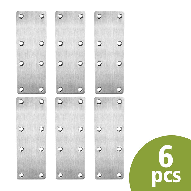 [Australia - AusPower] - 5.5 x 2 Inch Flat Straight Brace Bracket, Silver Flat Mending Plate Stainless Steel Fixing Corner Brace for Wood Furniture ( 140 x 50 x 2mm, 6 Pcs) 