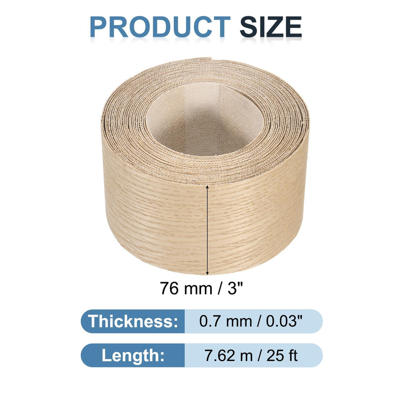 PATIKIL White Oak Edge Banding, 3 inch x 25 ft Wood Veneer Tape Pre-glued Flexible Plywood Edge Banding with Hot Melt Adhesive for Furniture Restoration 1