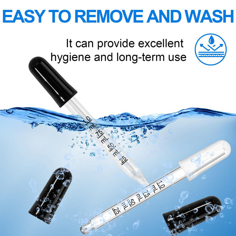 [Australia - AusPower] - 10Pcs Eye Dropper with Durable Rubber Head, 1ml Glass Dropper, Liquid Droppers for Oils, Eye Droppers for Medicine, Precise Pipette Droppers for Crafts, Essential Oil, Food 