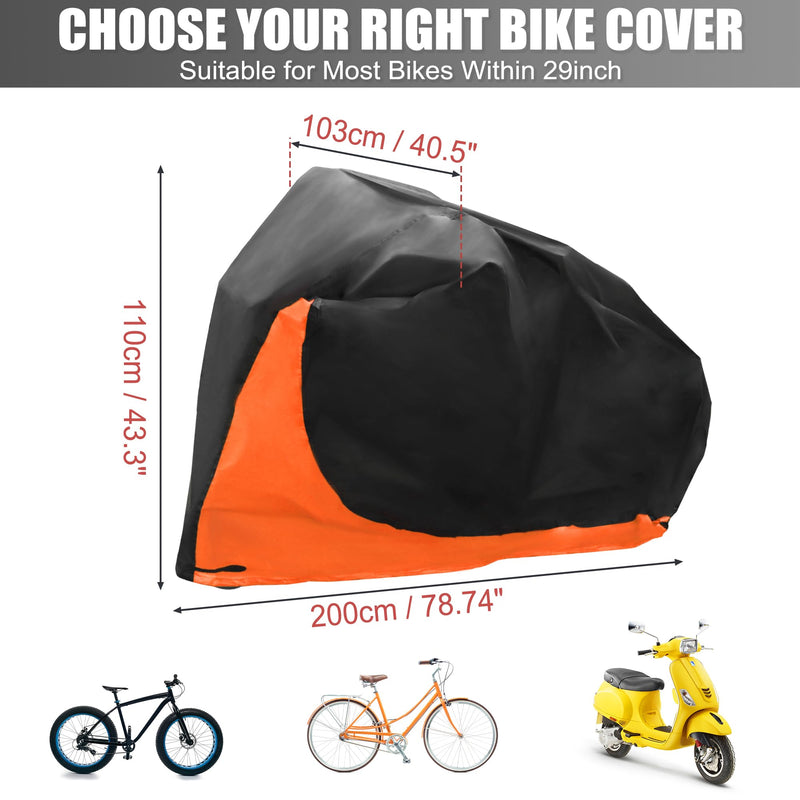 uxcell Bike Cover Outdoor Waterproof Bicycle Cover Sun Dust Wind Proof Bike Rain Covers for Mountain Road Electric City Bike Orange X-Large