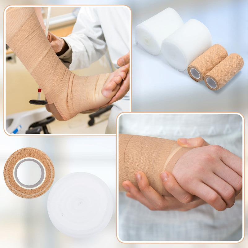 [Australia - AusPower] - Geiserailie 4 Pcs 2 Layer Compression Bandage System Lymphedema Wraps for Legs Compression Wraps Lower Leg System Medical Foam Bandage for UNA Boot Edema 