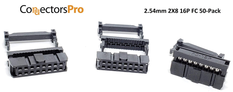 [Australia - AusPower] - PC Accessories - Connectors Pro 50-Pack 2X8 16P 2.54mm Dual Rows IDC Sockets for Flat Ribbon Cable, 16 Pins FC Female Connector 