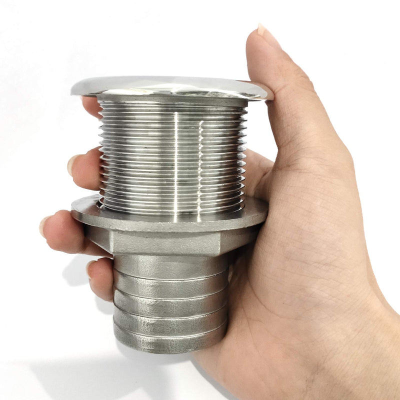 NRC&XRC Marine Grade Stainless Steel Barbed Short Straight Thru-Hull with Nut&Custom Gasket for Boat、RSV 1"ID