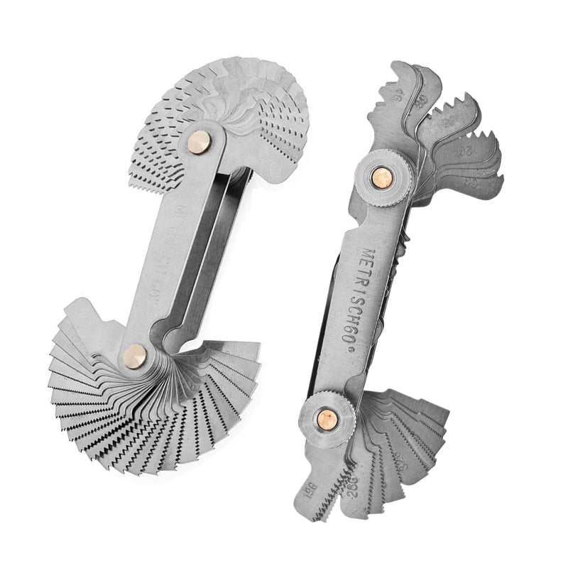 [Australia - AusPower] - 52 Sheets Thread Gauge, Metric Inch, Thread Template, Fine Thread Measuring Tool, Stainless Steel Thread Gauge, Metric 60 Degrees, Radius Gauge, Radi Gauge, Feeler Gauge for Precision Measurements 