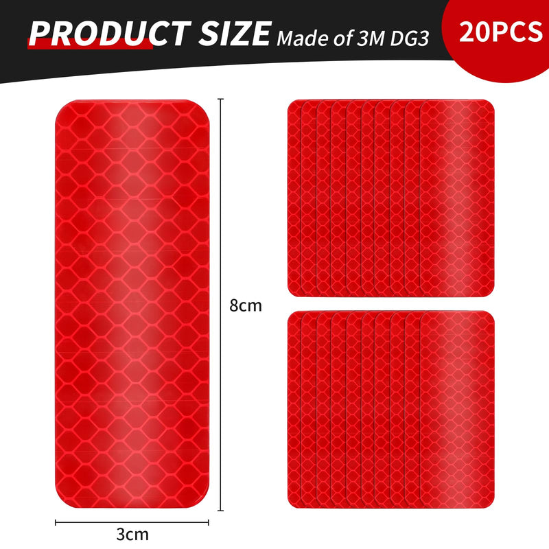 50 Pcs Super Reflection Reflective Stickers Made of 3M DG3, Red Outdoor Waterproof Safety Reflective Tape for Car/Bike/Mailbox/Helmet/Truck - Safety Stickers Red Red 50pcs
