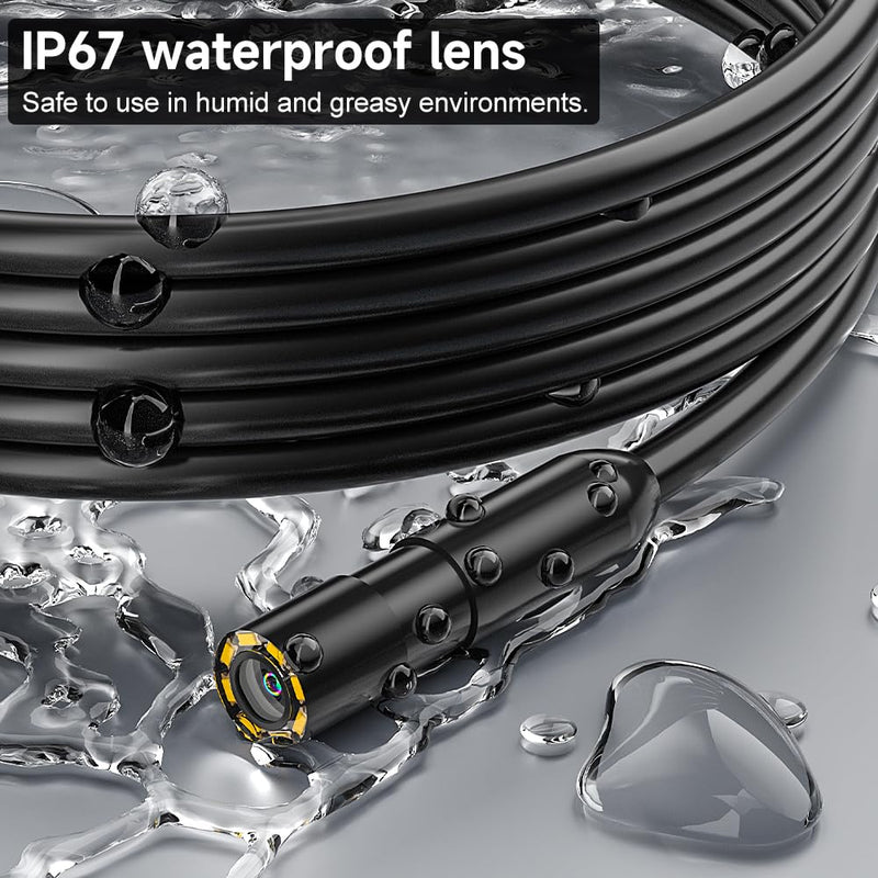 [Australia - AusPower] - Borescope Camera with Light, 1080P HD Endoscope with 8 Adjustable LEDs, 4.3" Inspection Camera with 16.4ft Semi-Rigid Cable, 8mm IP67 Waterproof Lens-Father's Day Gift&Cool Gadgets for Men Single Lens 