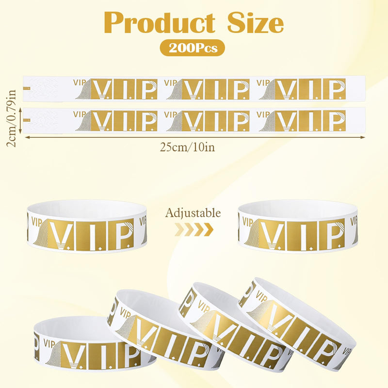 200 Pack VIP Wristbands for Events, Waterproof Paper Wrist Bands VIP Lanyards Lightweight Event Wristbands for Party Concert Club Amusement Park Festivals, 10 x 0.79 Inch