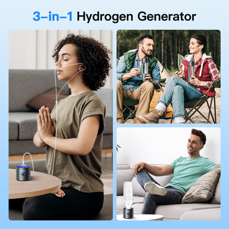[Australia - AusPower] - Hydrogen Water Bottle Generator,5500ppb Portable Water Ionizer Machine with SPE/PEM Technology in 5-Minute Electrolysis, Rechargeable Hydrogen Rich Cu 5500ppb-Silver 