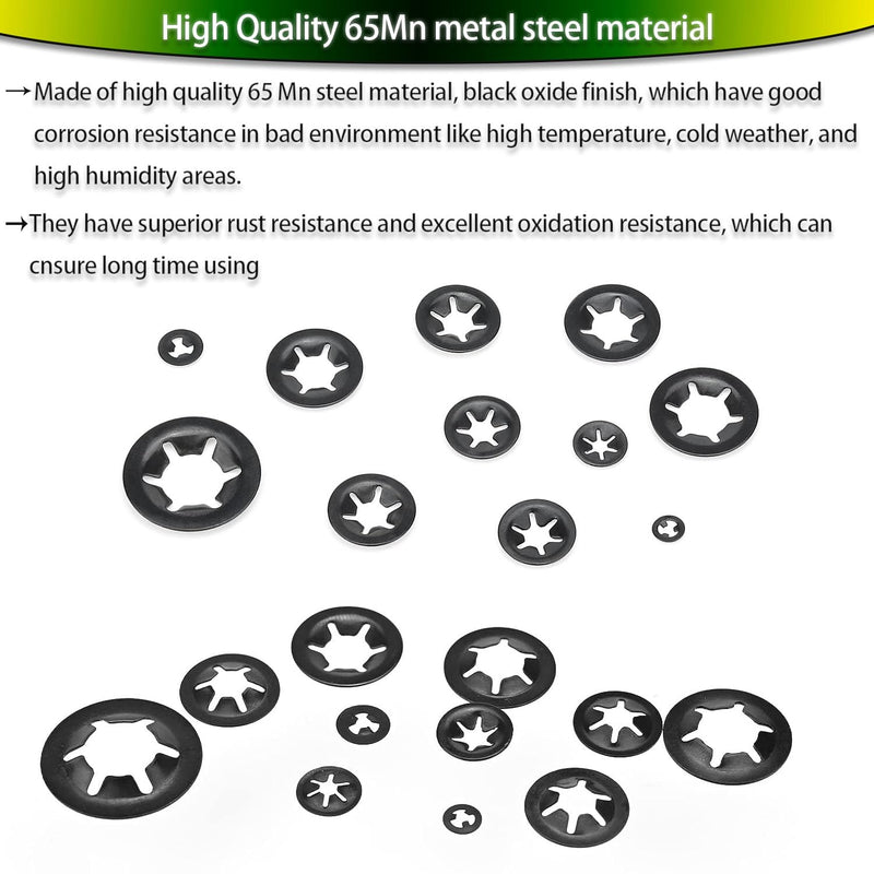 [Australia - AusPower] - Internal Tooth Star Lock Washers,Hincell 360 Pieces 9 Sizes Push Nuts Assortment,Quick Speed Locking Washers, Push Nuts, Speed Clips Retaining Clips Fasteners Assortment Kit 
