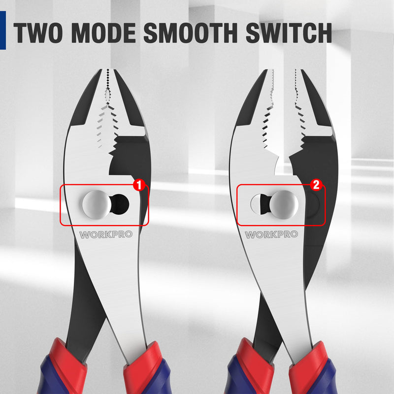 [Australia - AusPower] - WORKPRO 8” Slip Joint Pliers Tool, Large Soft Grip,Rust Prevention Finish, 3-Zone Serrated Jaw Forged from High Carbon Steel for Maximum Grip 8-inch 