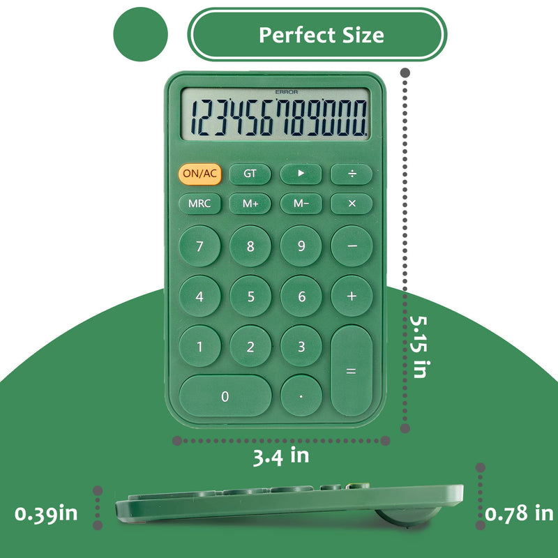 [Australia - AusPower] - Standard Calculator 12 Digit,Desktop Large Display and Buttons,Calculator with Large LCD Display for Office,School, Home & Business Use,Automatic Sleep,with Battery (Green) 5.5in Green 