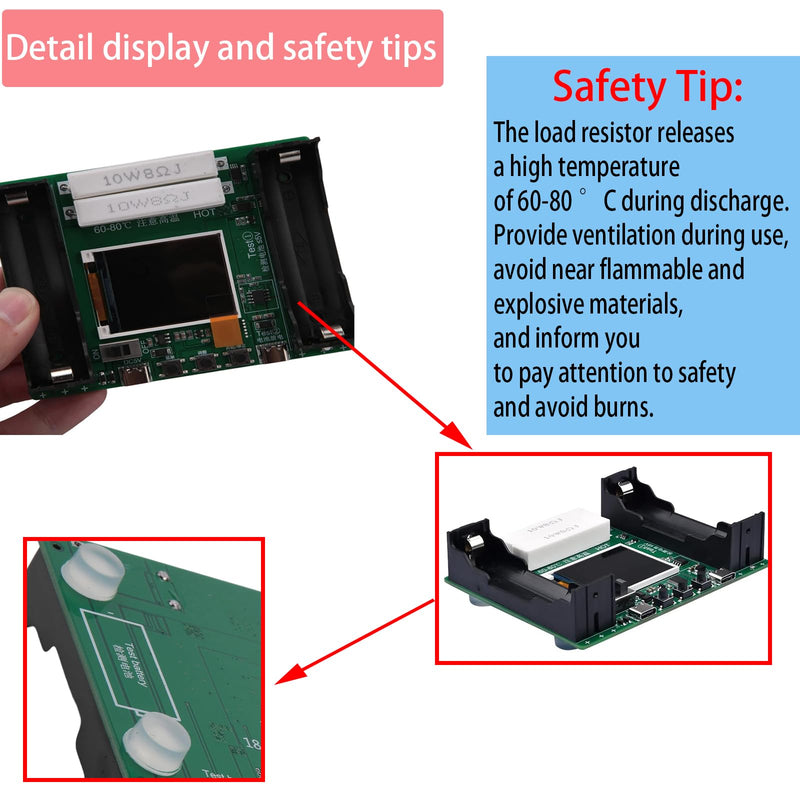 [Australia - AusPower] - DC 5V/18650 Batteriekapazitätstester-Modul Batterie-Innenwiderstandstester mit LCD-Display für Lithiumbatterie Typ-C 