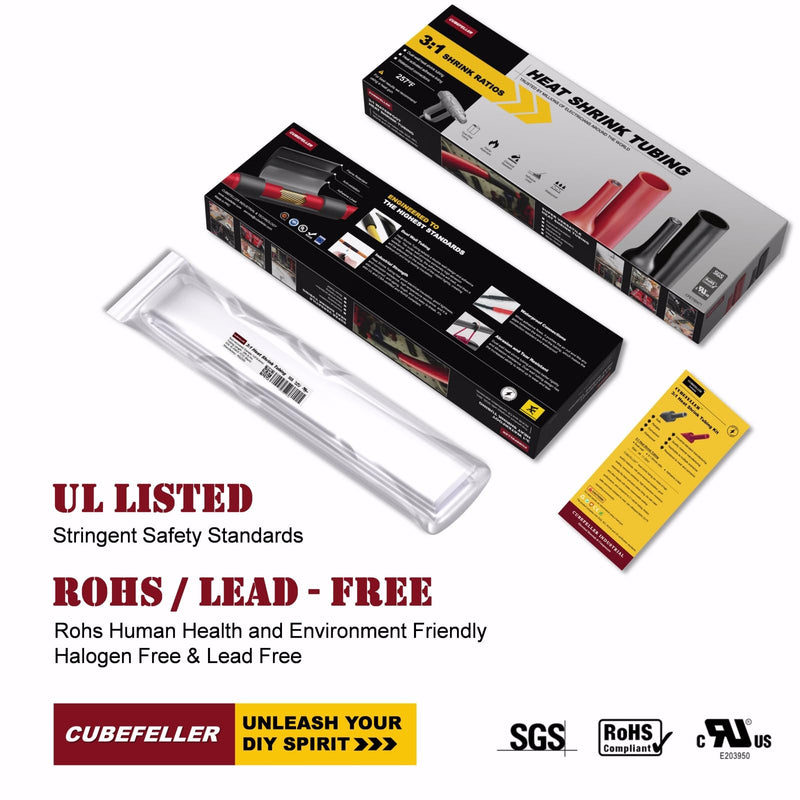 [Australia - AusPower] - CUBEFELLER® 3:1 Ratio 1/2 Inch (12.7mm) Clear Heat Shrink Tubing - 4ft (1.22M Total Length), Marine Grade Waterproof Adhesive Lined, Insulation Sealing Oil-Proof Wear-Resistant,CFET0412C 12.7mm (1/2") - 4ft 