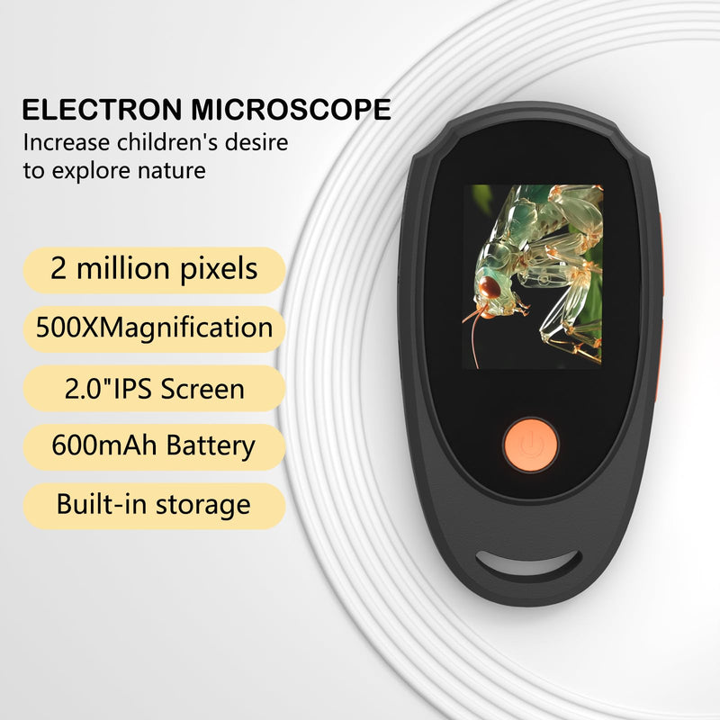 [Australia - AusPower] - Handheld Digital Microscope with 2.0 Inch IPS Color Screen, Portable Magnifying Glass for Kids, 400x Magnification, 8 Adjustable 3-Level LED Lights, USB Compatible with PC Windows and Mac OS 