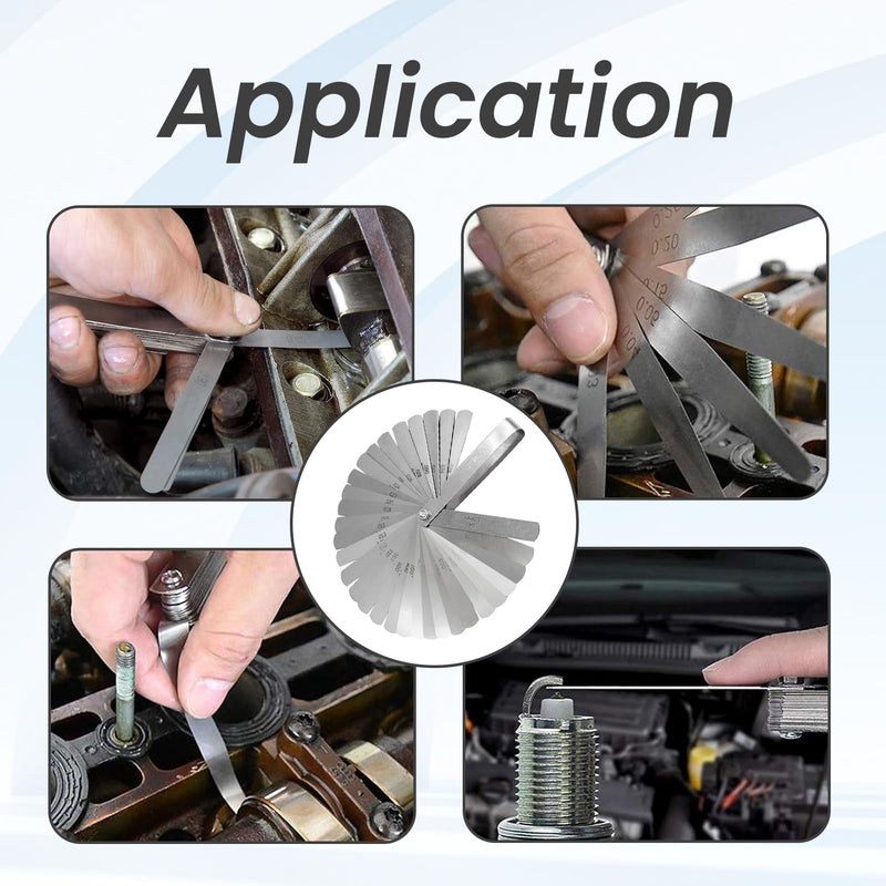 [Australia - AusPower] - 32 Blades Feeler Gauge, Stainless Steel, Double Marked Metric and Imperial Measuring Tool, Measuring Gauge, Valve Gauge, Steel Feeler Gauge, Bendable Feeler Gauge for Measuring Gap Width Thickness 