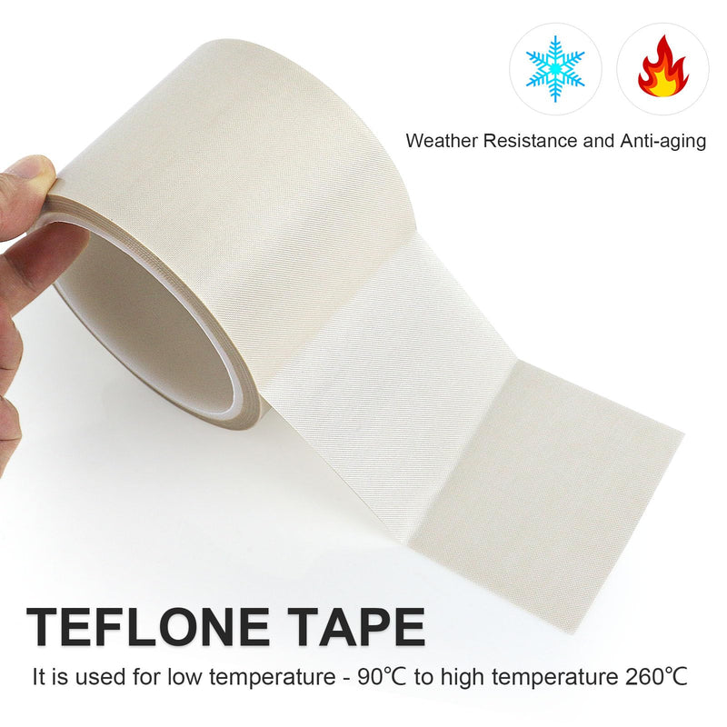 BOMEI PACK White PTFE Teflonn Glass Cloth Tape, 3inch x 33ft High Temperature Tape Fiberglass Adhesive, Heat Resistant for Fabric,High-Speed Sealing Machine,Vacuum Sealer Machine,1 Pack