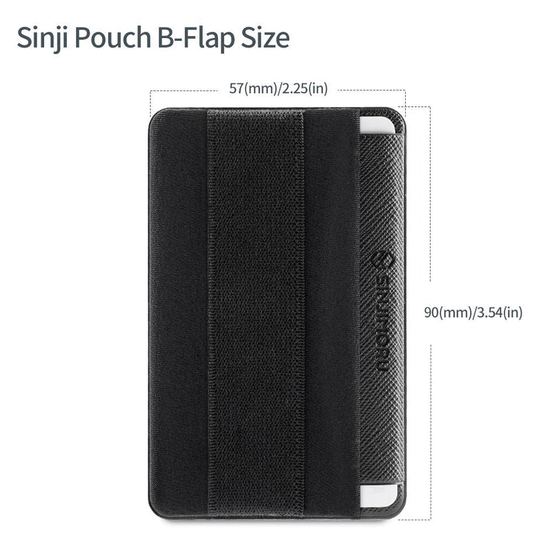 [Australia - AusPower] - Sinjimoru Phone Grip Credit Card Holder with Flap, Secure Stick-On Wallet as Phone Finger Strap Adhesive ID Card Case for iPhone Case. Sinji Pouch B-Flap Black 