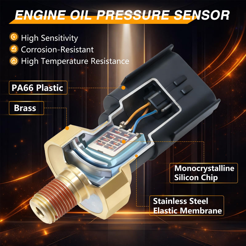 FUSCH Engine Oil Pressure Sensor Sender Switch & Coolant Temperature Sensor Compatible with Dodge Magnum Durango Chrysler Aspen Jeep Commander Replace # 5149062AA 5149077AB Oil Pressure Sensor & Coolant Temperature Sensor