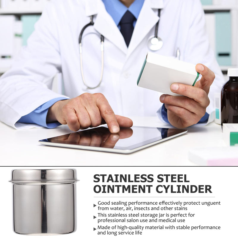 [Australia - AusPower] - Stainless Steel Gauze Jar 2pcs 304 Stainless Steel Medical Jar Cotton Container Bottle Anti Iodine Container for Hospital Storage Bottle 