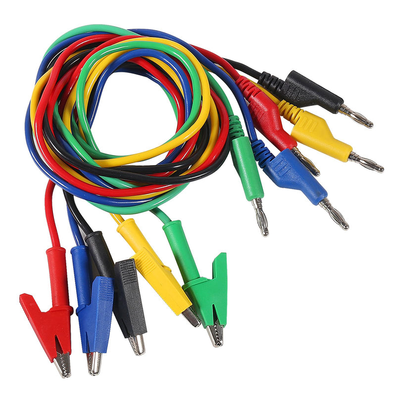 [Australia - AusPower] - 5pcs Test Leads 4mm Stackable Banana Plug to Crocodile Alligator Clips Flexible Cable Wire 3.3ft/1m for Multimeter Electrical Testing (Banana Plug to Alligator Clips) Banana Plug to Alligator Clips 