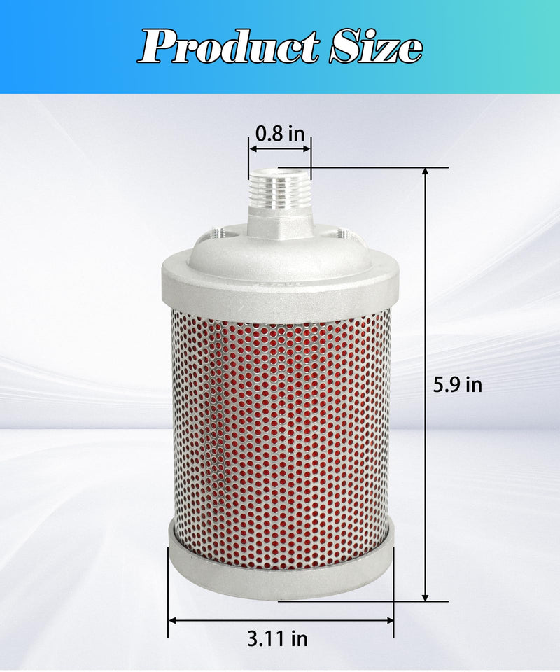 [Australia - AusPower] - M05 Air Compressor Muffler 1/2" NPT Male Fits for Compressor Dryer Compressed Air Equipment and Systems, Single Chamber 145 PSI M05 1/2" NPT Male 