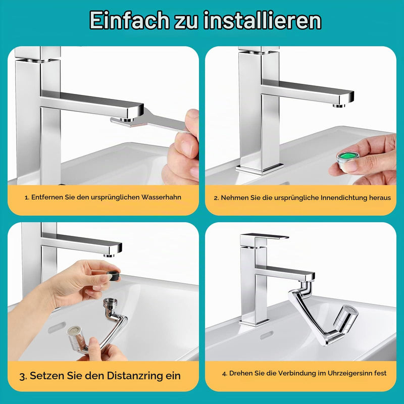 Tap Extension, 1440° Rotatable Rotatable Tap Attachment | Tap Aerator with Spray Filter, Multifunctional Extension Tap, Tap Attachment Swivelling for Kitchen