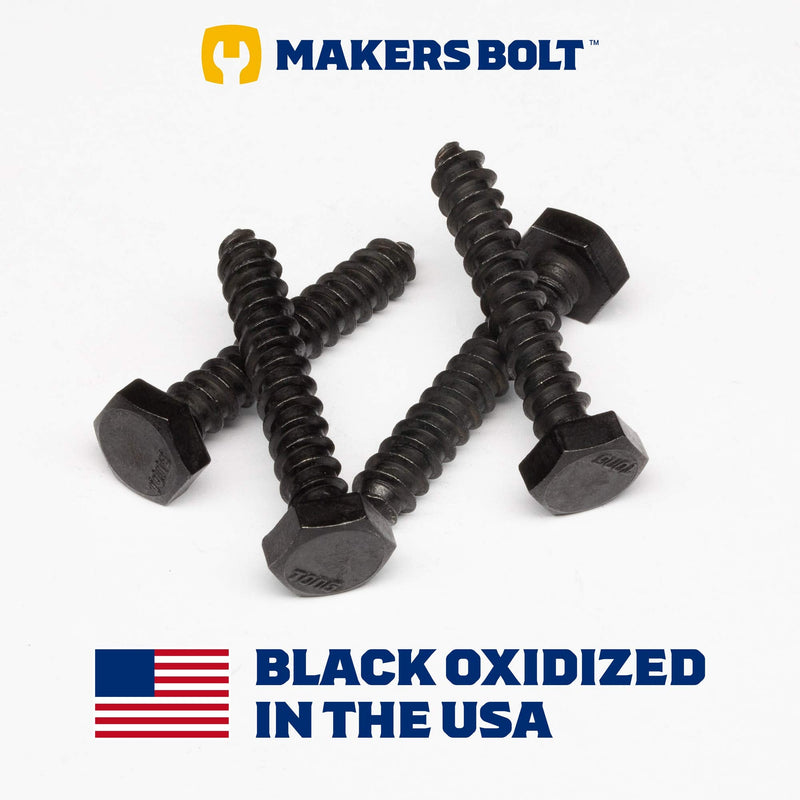 [Australia - AusPower] - Stainless Steel Black Lag Bolts 1/4" x 1" Hex Lag Screws (25 pcs) 18-8 Stainless Black Oxidized in USA 1/4 x 1 (25 pcs) 