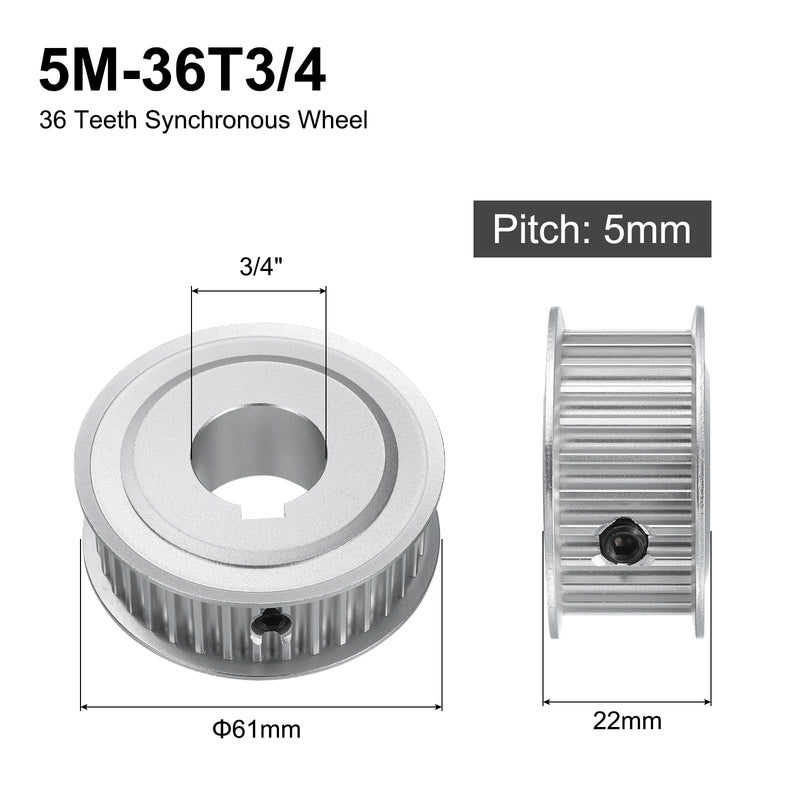 [Australia - AusPower] - uxcell 5M-36T-3/4B Timing Belt Pulley 3/4" Bore, 36 Teeth Aluminum Alloy Synchronous Wheel with Keyway, Pitch 5mm Tooth for 15mm Width Belt 