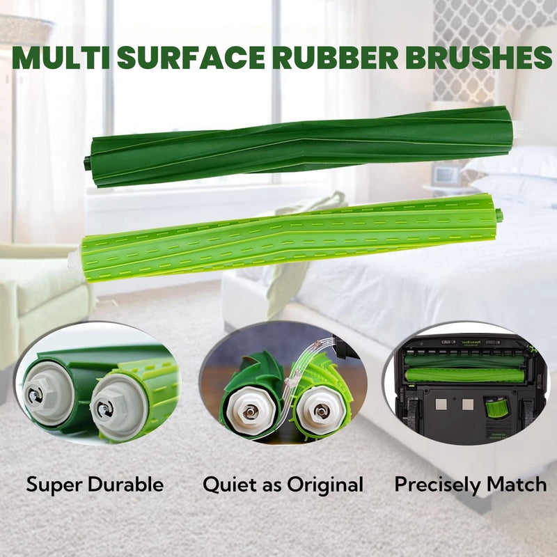 [Australia - AusPower] - Replacement Parts for iRobot Roomba s9 (9150) s9+ s9 plus (9550) S-Series Vacuum Cleaner 24 Pack, 2 Pack of Multi-Surface Rubber Roller Brushes, 6 Filters, 6 Side Brushes, 6 Dust Bags and 2 Tools 2+6+6+6 