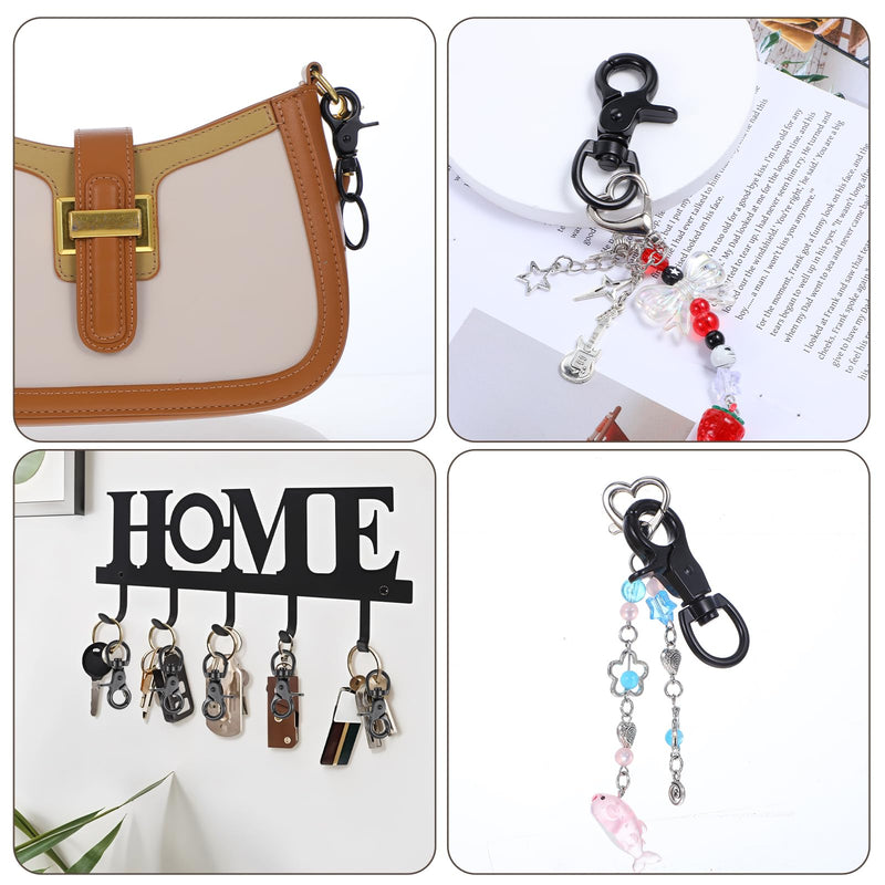 [Australia - AusPower] - 6 Pcs Black Swivel Snap Hooks, 60mm Zinc Alloy Trigger Carabiner, Heavy Duty Swivel Eye Snaps Door Lock Pets Cage Clip Flag Clips for Marine Sports Luggages Pets Swings Keychains 