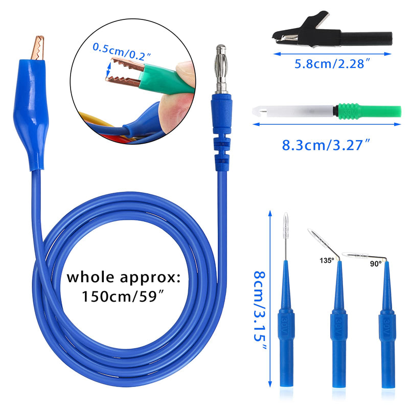 [Australia - AusPower] - Sumnacon 30Pcs Back Probe Kits - Banana Plug to Alligator Clip Test Leads with Wire Piercing Probes Alligator Clips, 15Pcs Back Probe Pins for Automotive Circuit Electrical Diagnostic Testing 