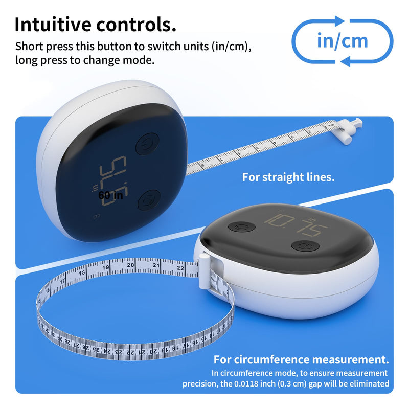 [Australia - AusPower] - AI-Enabled Smart Body Tape Measure – Bluetooth Fitness Tracker with USB-C Recharge, LED Display & Fitday App – Real-Time Body Progress Analytics for Athletes, Weight Loss & Home Health (60in / 150cm) 