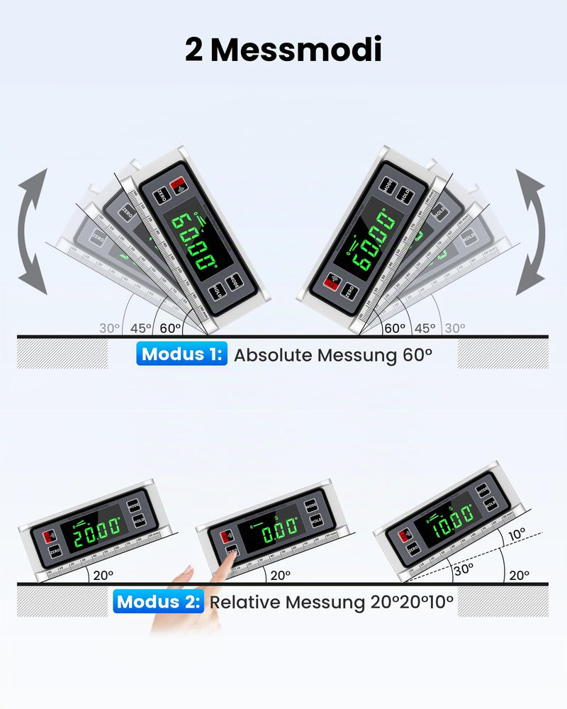 Beaspire Digital Protractor Inclinometer with LED Display, Strong Magnetic Digital Spirit Level Gauge with Battery, Aluminium Spirit Level Inclinometer Level Box, DIY Silvery – ‎improved Version