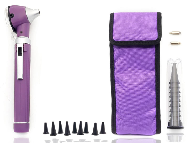 [Australia - AusPower] - Brilliance German Fiber Optic Otoscope - Professional Ear Scope with LED Light and Speculum for Ear Examination and Diagnosis - Ideal for Professional and Home Use - Purple Color 