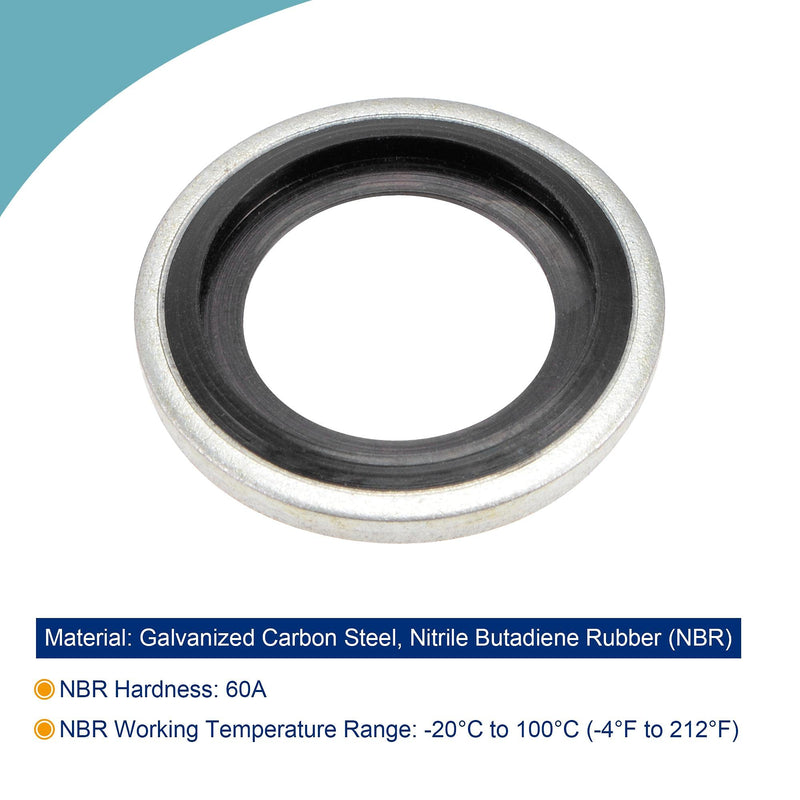 [Australia - AusPower] - MECCANIXITY Bonded Sealing Washers M14 19.6x11.5x3mm Carbon Steel Nitrile Rubber Gasket, Pack of 50 