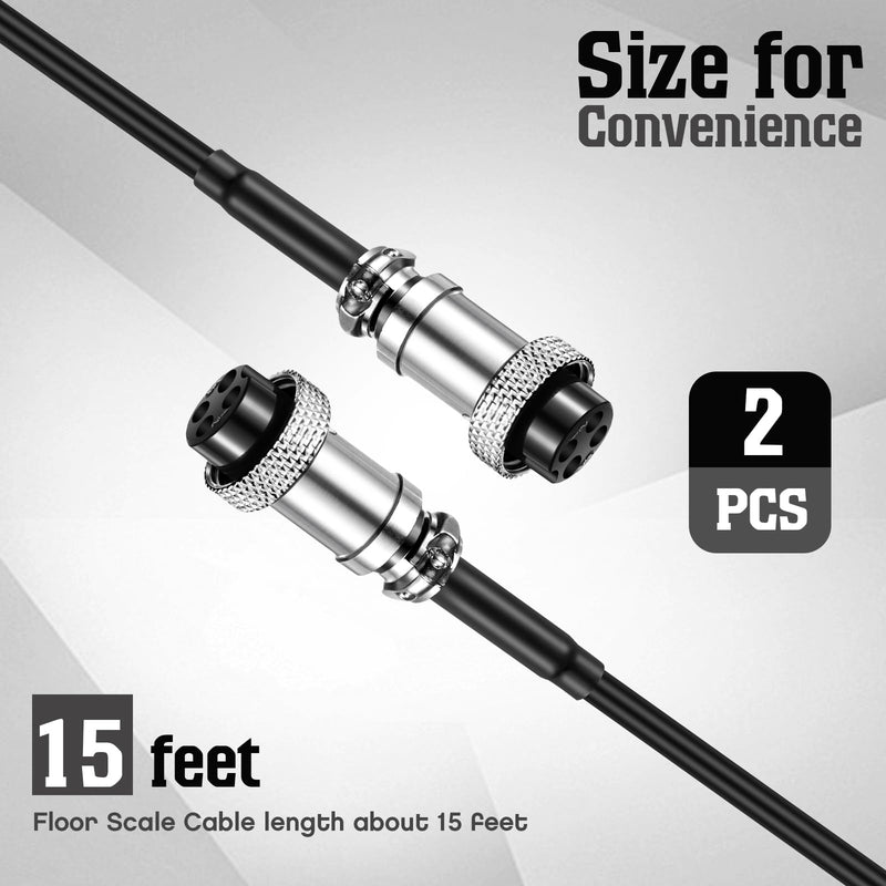[Australia - AusPower] - 2 Pcs 15 ft Floor Scale Cable 4 Pin Scales Cable with Connectors for Floor Scale Indicator Industrial Accessories, Black 