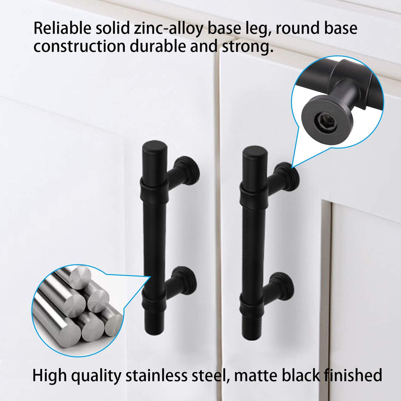 Goldenwarm Black Cabinet Pulls 10 Pack Kitchen Cabinet Handles - LST18BK160 Matte Black Drawer Pulls Modern Hardware Handles for Dresser Drawers 6.25 in Hole Center (160mm)