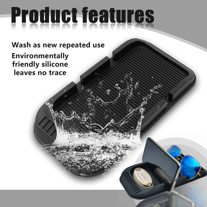 [Australia - AusPower] - Car Dashboard Cell Phone Holder, Anti-Slip Pad Double-Groove with Number Plate Auto Silicon Tray, Silicone Car Pad Mat for Various Dashboards,Phone GPS Keychains Sunglasses Mat 